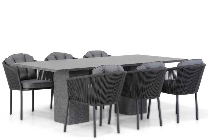 Santika Furniture Novita/Graniet 220 cm dining tuinset 7-delig – Grijs-antraciet