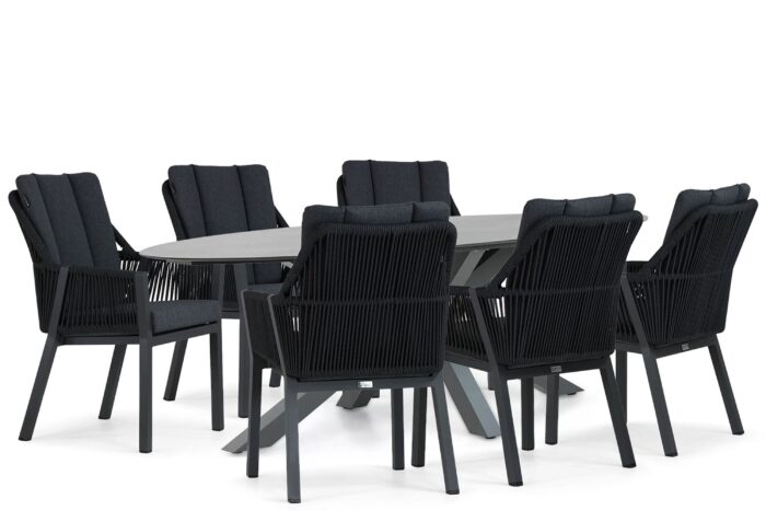 Lifestyle Garden Furniture Verona/Ellisse 240 cm dining tuinset 7-delig – Grijs-antraciet