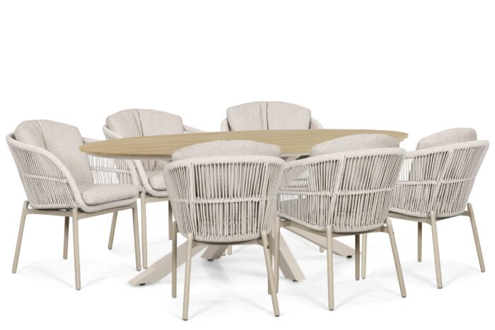 Lifestyle Garden Furniture Monaco/Matara 220×115 cm dining tuinset 7-delig – Zand/Beige