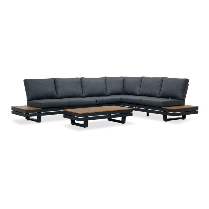 LUX outdoor living Vegas hoek loungeset-rechts 6 personen incl. tafel | aluminium + polywood | antraciet | 5-delig