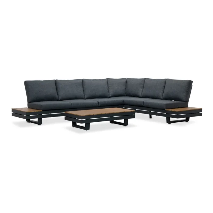 LUX outdoor living Vegas hoek loungeset-rechts 6 personen incl. tafel | aluminium + polywood | antraciet | 5-delig