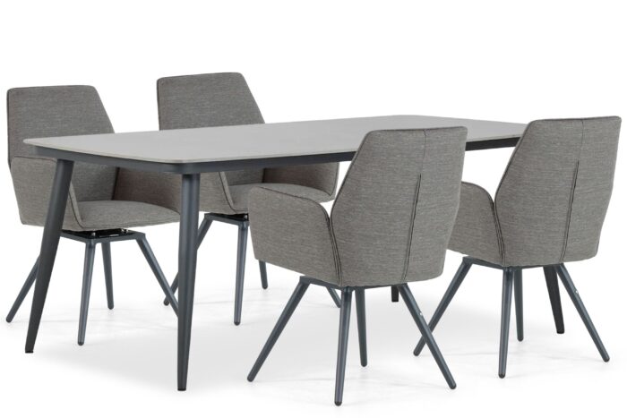 Lifestyle Garden Furniture Andorra/Vienna 180 cm dining tuinset 5-delig – Grijs-antraciet