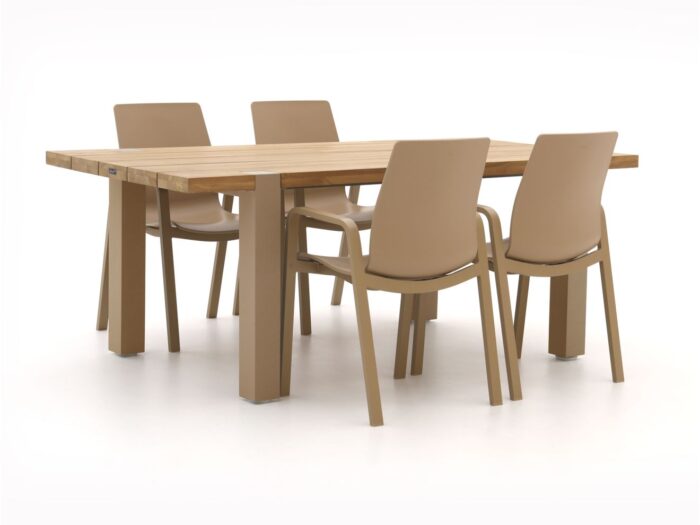 Hartman tuinmeubelen Hartman Flow/Almeria 200cm dining tuinset 5-delig Laagste prijsgarantie! – Taupe