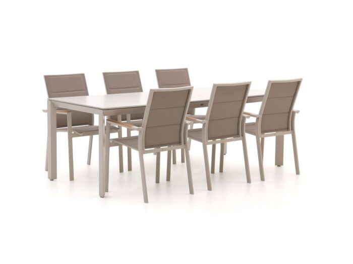 Bellagio tuinmeubelen Albinea/Sestino 220cm dining tuinset 7-delig stapelbaar – Taupe