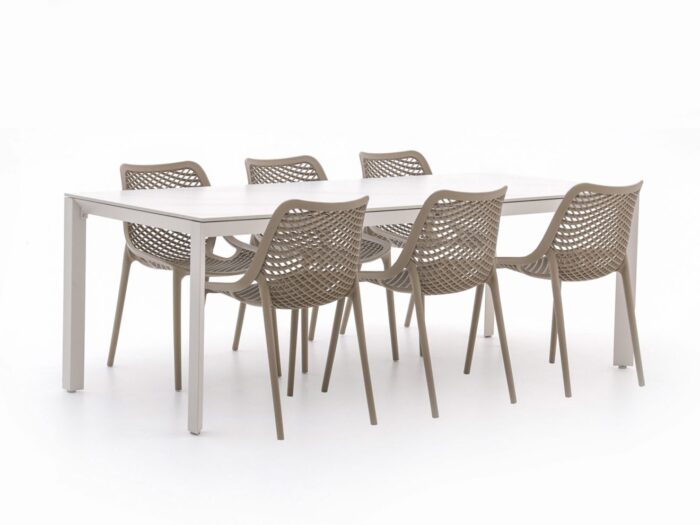 Forza Furniture Ripi/Sestino 220cm dining tuinset 7-delig stapelbaar – Wit