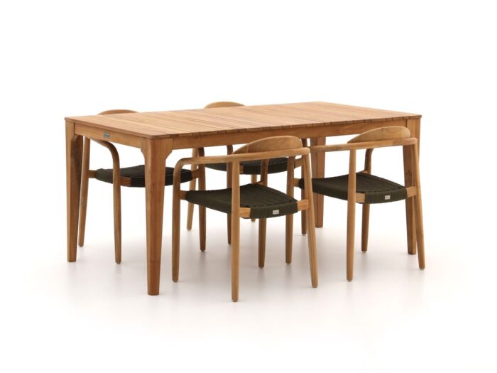 Bellagio tuinmeubelen Berbaro/Bruca 170cm dining tuinset 5-delig stapelbaar – Bruin
