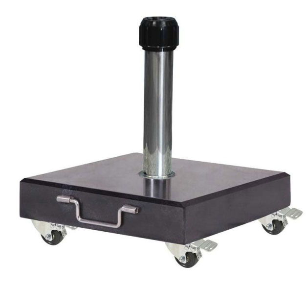 Warentuin over zee Universele stokparasolvoet Platinum 40kg ‘Rome Luca’ met vier wielen, geschikt voor alle stokparasols – zwart