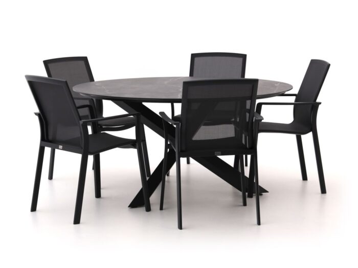 Bellagio tuinmeubelen Bellagio Dranera/Lodola ø 150cm dining tuinset 6-delig stapelbaar Laagste prijsgarantie! – Zwart
