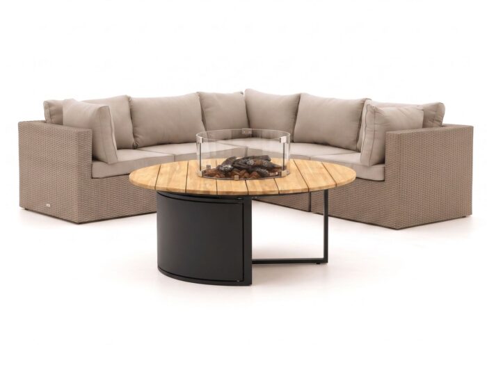 Forza Furniture + 10% kassakorting | Forza Cecita/Cosiloft hoek loungeset met vuurtafel 6-delig