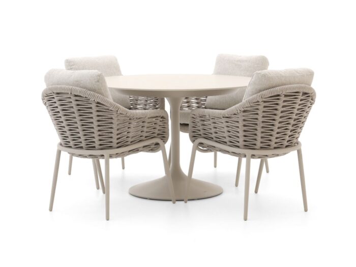 SUNS Casto/Nova ø120cm dining tuinset 5-delig – Taupe