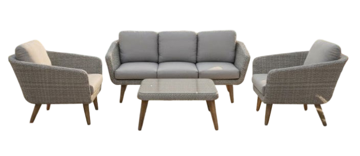 Eurofar Mire lounge set light grey alu/wicker natural/acacia teak look