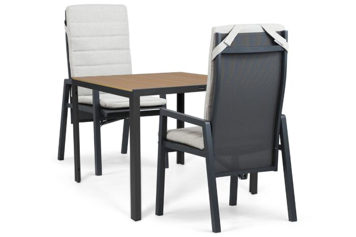 Lifestyle Garden Furniture Vivaro/Creta 90×90 cm dining tuinset 3-delig – Grijs-antraciet