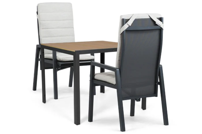 Lifestyle Garden Furniture Vivaro/Creta 90x90 cm dining tuinset 3-delig - Grijs-antraciet