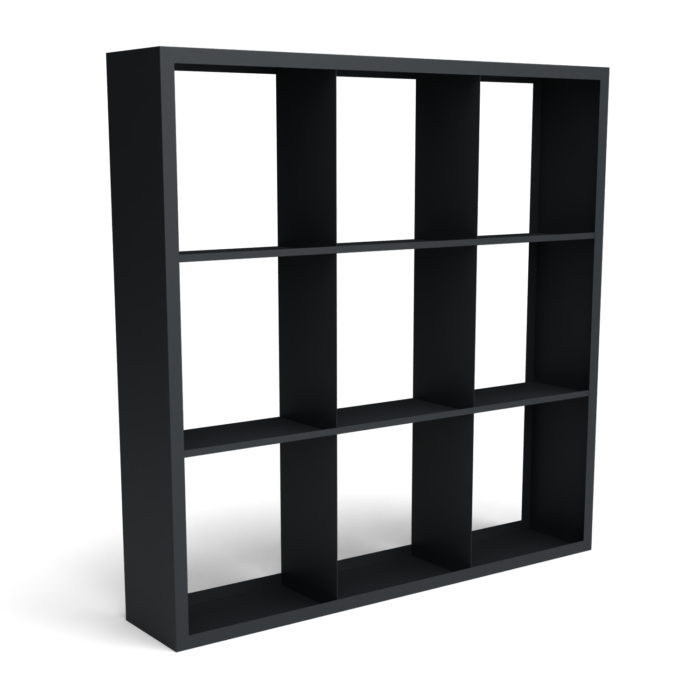 Geroba Beltza zwarte houtopslag onderverdeling 9 vakken 2000x385x2000 mm – zwart