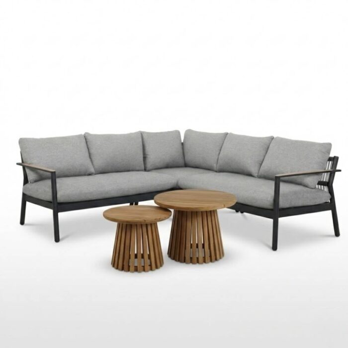 BUITEN living Florence/Palau hoek loungeset 5 personen | aluminium + touw | antraciet | 4-delig 216x216cm