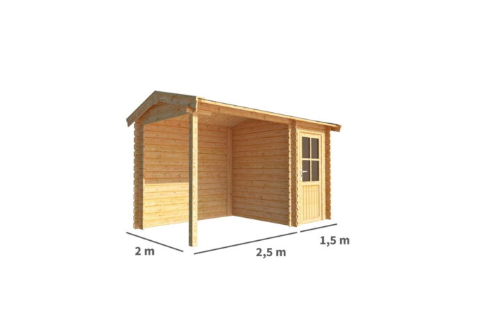 Warentuin collection Blokhut, tuinhuisje met overkapping Fenna-Doris 400 cm bij 200 cm diep zadeldak – bruin