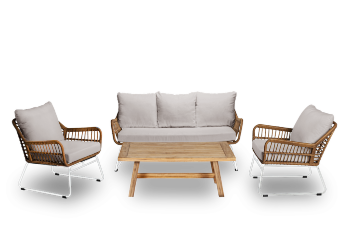 Own Verena loungeset teak wit 4-delig – hout