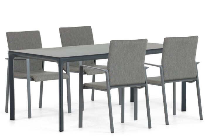 Lifestyle Garden Furniture Rome/Cesar 180 cm dining tuinset 5-delig – Grijs-antraciet