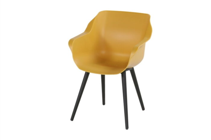 Sophie Stoel Studio Armchair zitting ‘curry yellow’ frame ‘carbon black’ (1 stuk) Hartman – tweekleurig