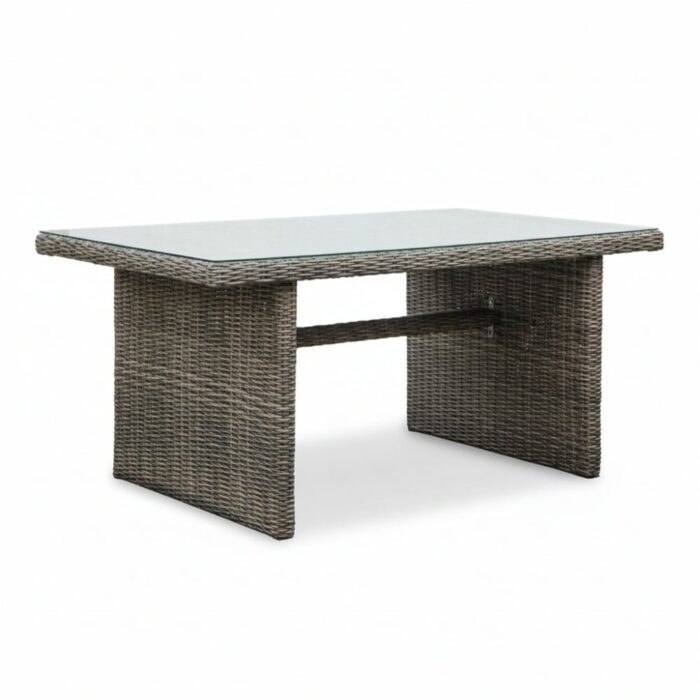 Denza Furniture Belfort dining tuintafel 4 personen | wicker | Kobo Grey | 140cm – Taupe – Naturel – Bruin