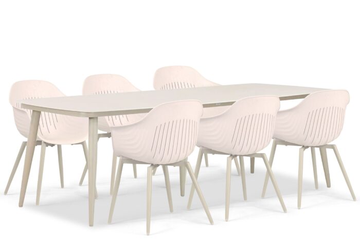 Lifestyle Garden Furniture Lissabon/Vienna 240 cm dining tuinset 7-delig – Taupe-naturel-bruin