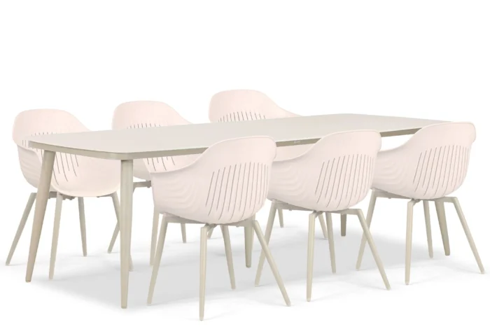 Lifestyle Garden Furniture Lissabon/Vienna 240 cm dining tuinset 7-delig - Taupe-naturel-bruin