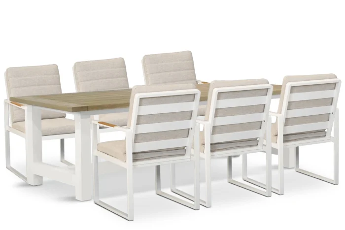 Lifestyle Garden Furniture Alessio/Los Angeles 260x100 cm dining tuinset 7-delig - Wit