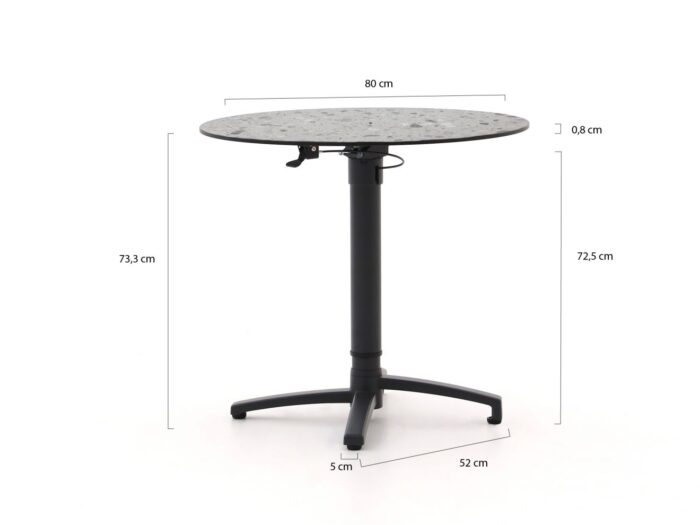 Bellagio tuinmeubelen Canzo klaptafel ø80 (h:73/109cm) verstelbaar – Grijs