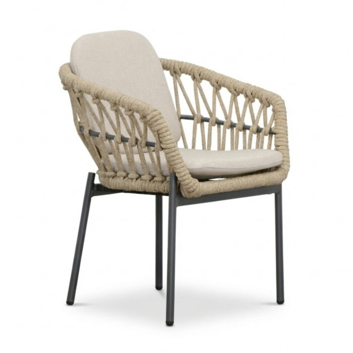 LUX outdoor living Femke dining tuinstoel | touw + aluminium | beige/antraciet