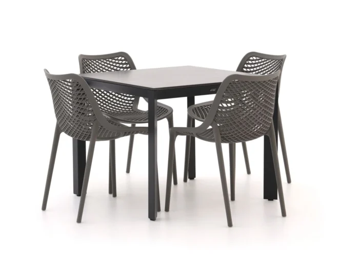 Forza Furniture Ripi/Sestino 90cm dining tuinset 5-delig stapelbaar - Grijs