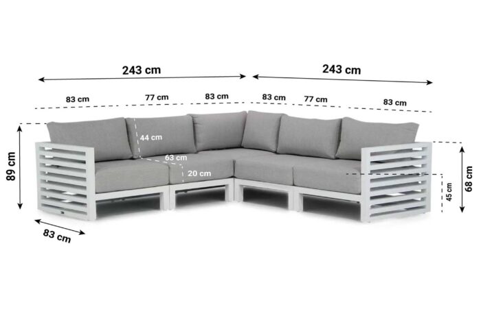 Santika Furniture Jaya hoek loungeset 5-delig – Wit