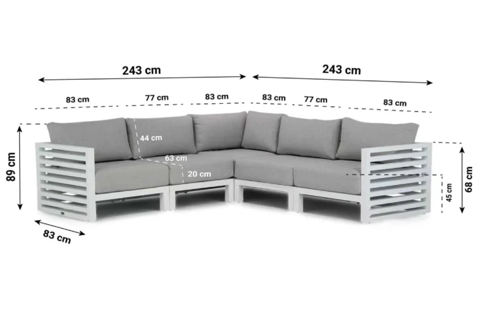 Santika Furniture Jaya hoek loungeset 5-delig - Wit