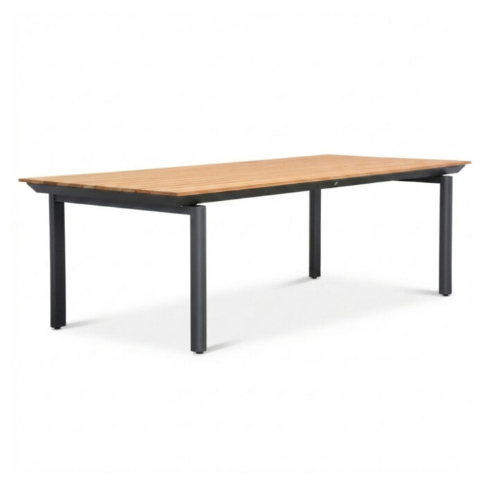 LUX outdoor living Montana dining tuintafel 6 personen | aluminium + teak | Natural Teak | 240x100cm – Zwart