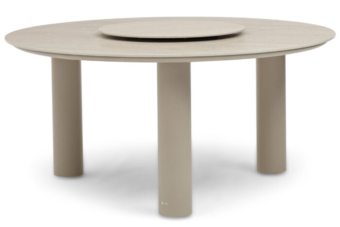 Coco Trino dining tuintafel 158 cm met lazy susan – Zand/Beige