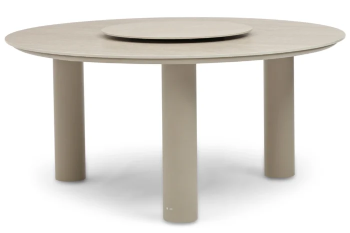 Coco Trino dining tuintafel 158 cm met lazy susan - Zand/Beige