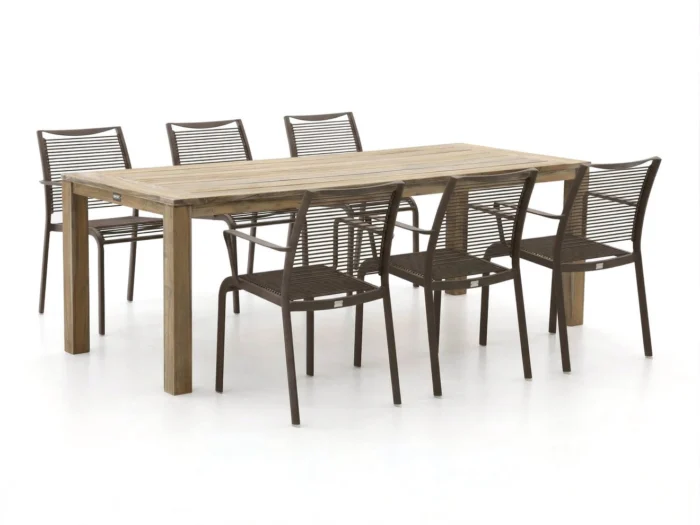 Apple Bee Hawaii/ROUGH-S 220cm dining tuinset 7-delig stapelbaar - Bruin