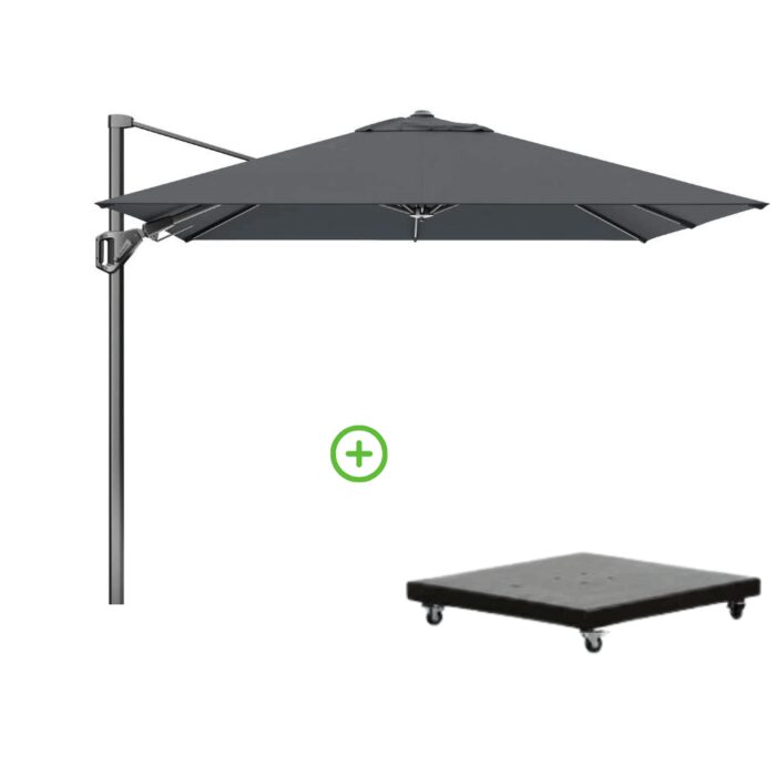 Platinum Voyager T² zweefparasol | 270x270cm met Monza parasolvoet 90kg | antraciet