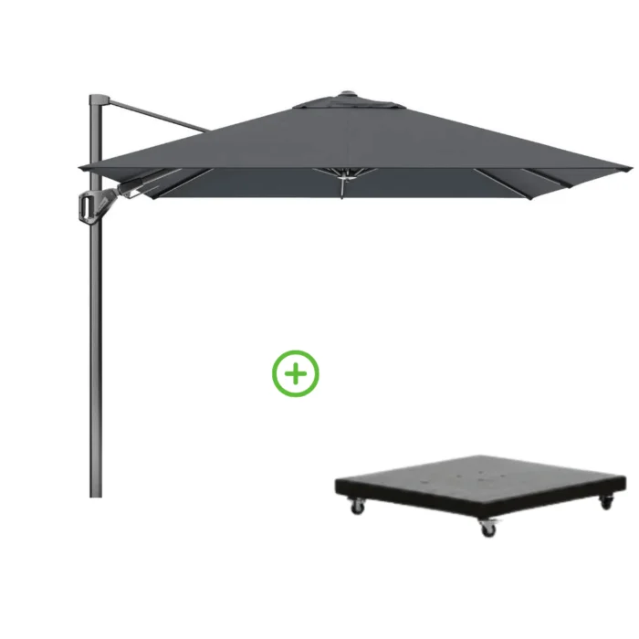 Platinum Voyager T² zweefparasol | 270x270cm met Monza parasolvoet 90kg | antraciet