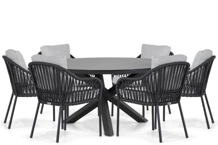 Coco Puerto/Livorno 150 cm dining tuinset 7-delig – Grijs-antraciet