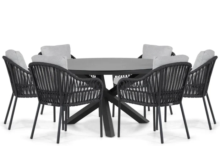 Coco Puerto/Livorno 150 cm dining tuinset 7-delig - Grijs-antraciet