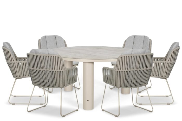 Domani Furniture Trivento/Arancia 150 cm dining tuinset 7-delig – Taupe-naturel-bruin