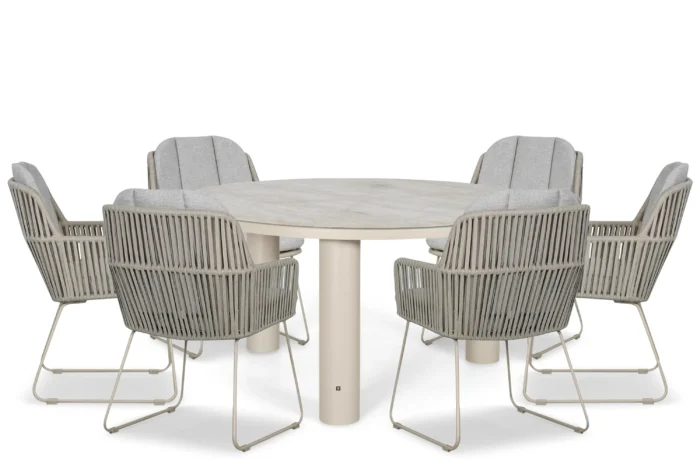 Domani Furniture Trivento/Arancia 150 cm dining tuinset 7-delig - Taupe-naturel-bruin