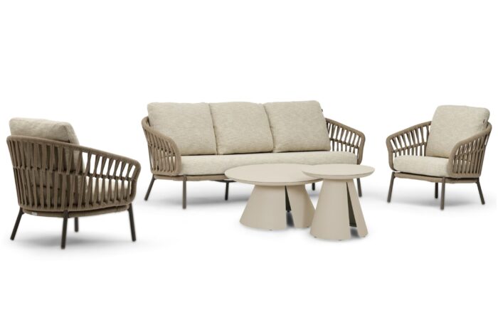 Coco Elara/Cayora 50/80 cm stoel-bank loungeset 5-delig – Zand/Beige