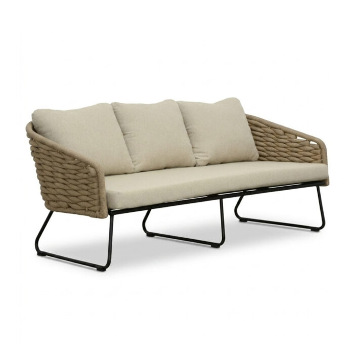 BUITEN living Flora 3-zits tuinbank | touw + aluminium | Sahara Dust | 162cm – Zand