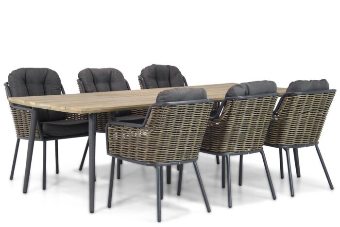 Santika Furniture Fasano/Montana 240 cm dining tuinset 7-delig – Grijs-antraciet