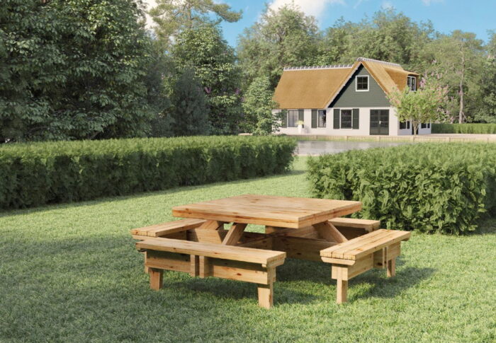 Tuindeco Picknicktafel vierkant I – hout