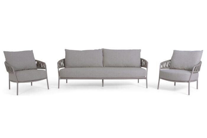 4 Seasons Outdoor Calma stoel-bank loungeset 3-delig – Taupe-naturel-bruin