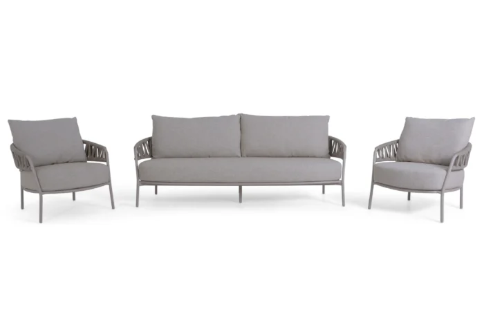 4 Seasons Outdoor Calma stoel-bank loungeset 3-delig - Taupe-naturel-bruin