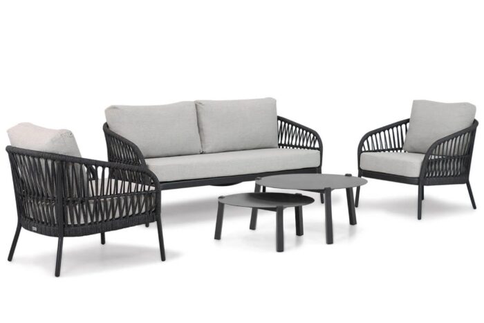 Coco Puerto/Rimini 60/75 cm stoel-bank loungeset 5-delig – Grijs-antraciet