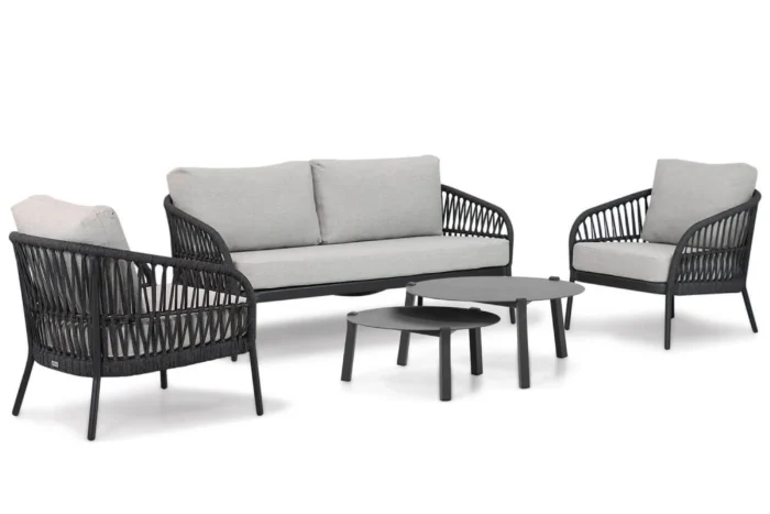 Coco Puerto/Rimini 60/75 cm stoel-bank loungeset 5-delig - Grijs-antraciet